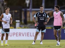 Lionel Scaloni, en la previa al primer amistoso en la Bombonera, con Mauritania