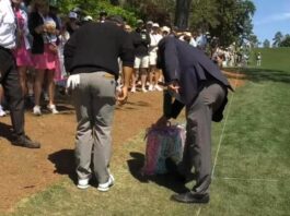 El inesperado tiro de Xander Schauffele en Augusta que terminó dentro de la bolsa de una espectadora