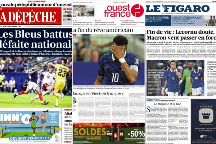 Las tapas de los diarios de Francia tras la dura derrota ante España