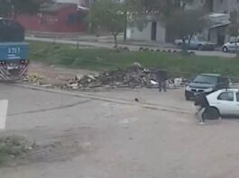 Un tren de carga embistió a un auto con seis personas y una mujer quedó atrapada