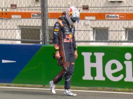 Max Verstappen chocó en el inicio del último gran premio de su país y decepcionó a la marea naranja
