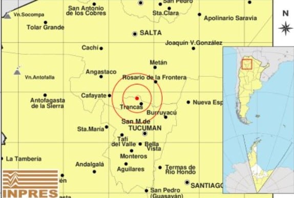 Un terremoto de magnitud 5 sacudió esta madrugada a Tucumán